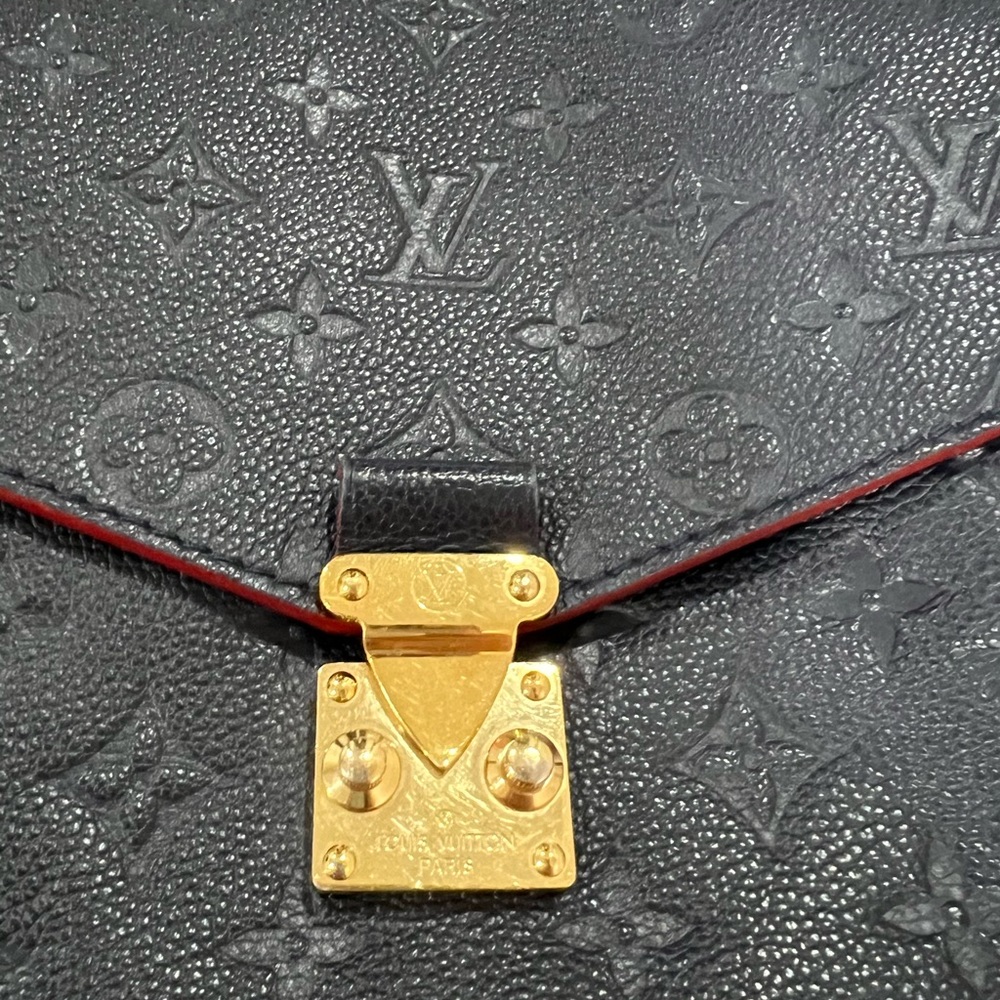 Louis Vuitton Black Embossed Monogram Pochette Metis with Gold Hardware - Picture 10 of 12